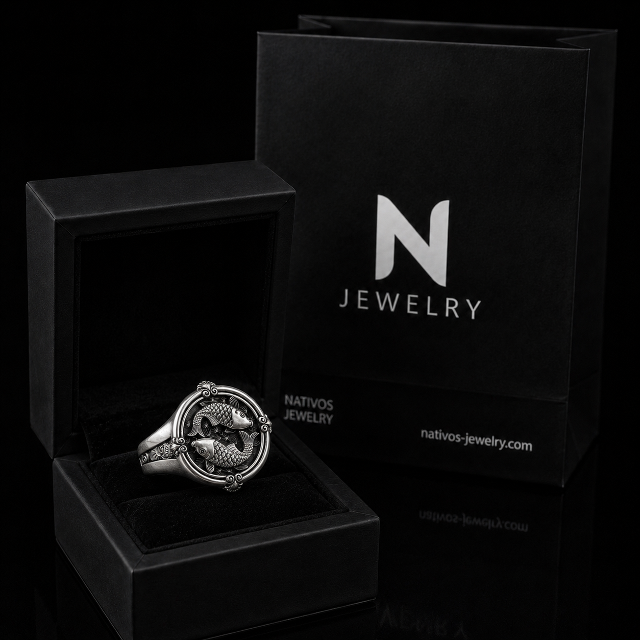 Anillo Koi en Plata 950 | Sello masculino de lujo