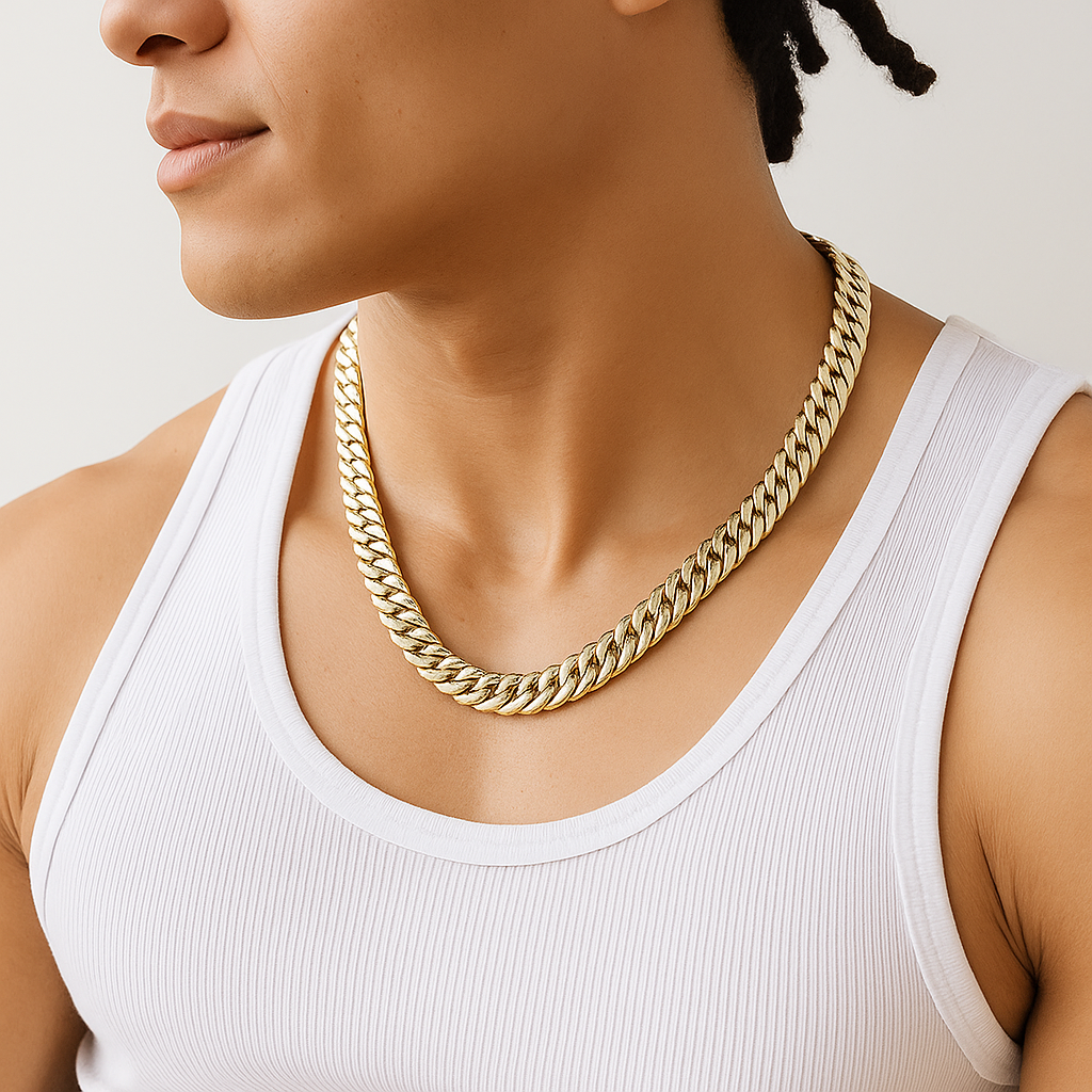 Cadena Malla Italiana 8 mm en Plata 950 – 60 cm