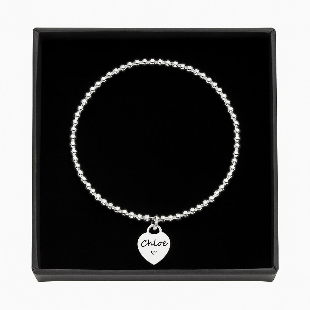 Silver Heart Charm Beads