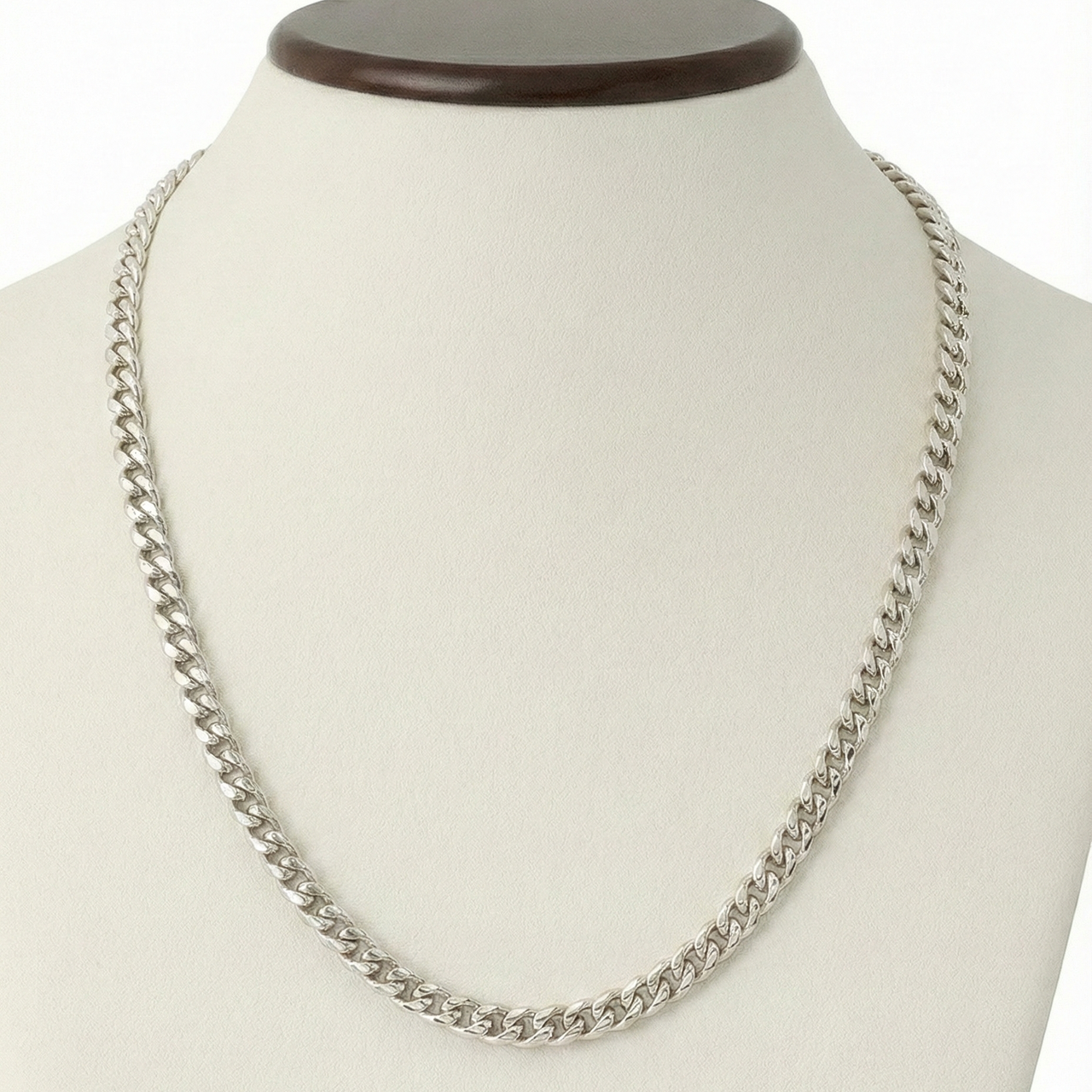 4mm Cuban link chain, 55cm, 950 Silver