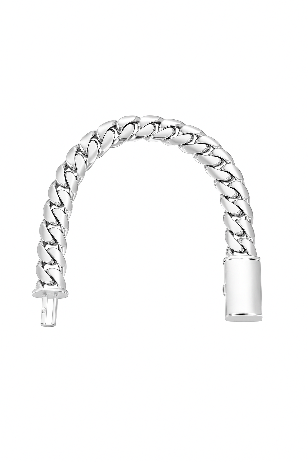 Pulsera Eslabones Cubanos 11mm - Broche Door - Plata 999