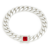 Thumbnail for Pulsera Miami de Plata 12mm de ancho - Plata 999 con Broche Circón Rubí