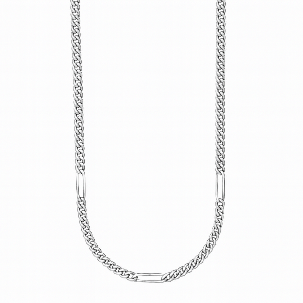 Cadena Miami Clip Plata 950 – 3 Clips Rectangulares (55 cm)