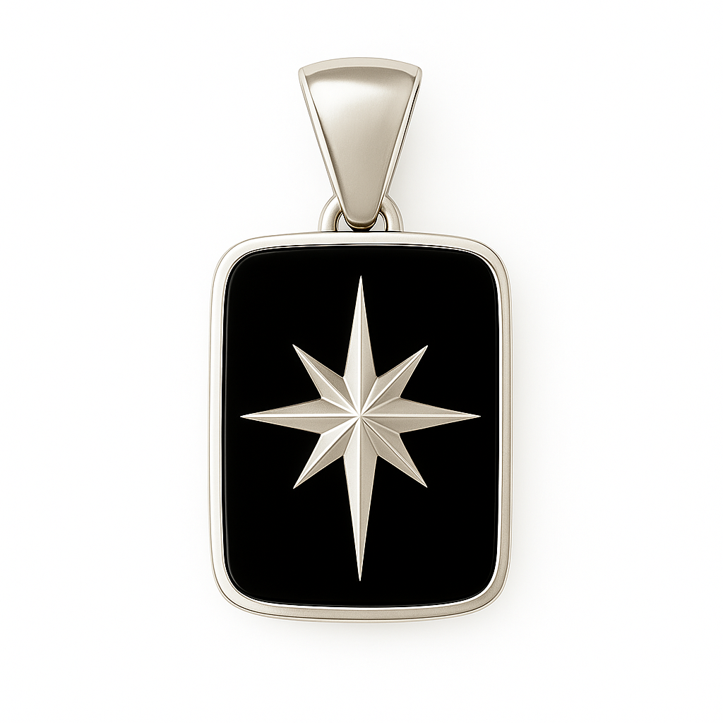 North Star - 950 Silver &amp; Black Onyx