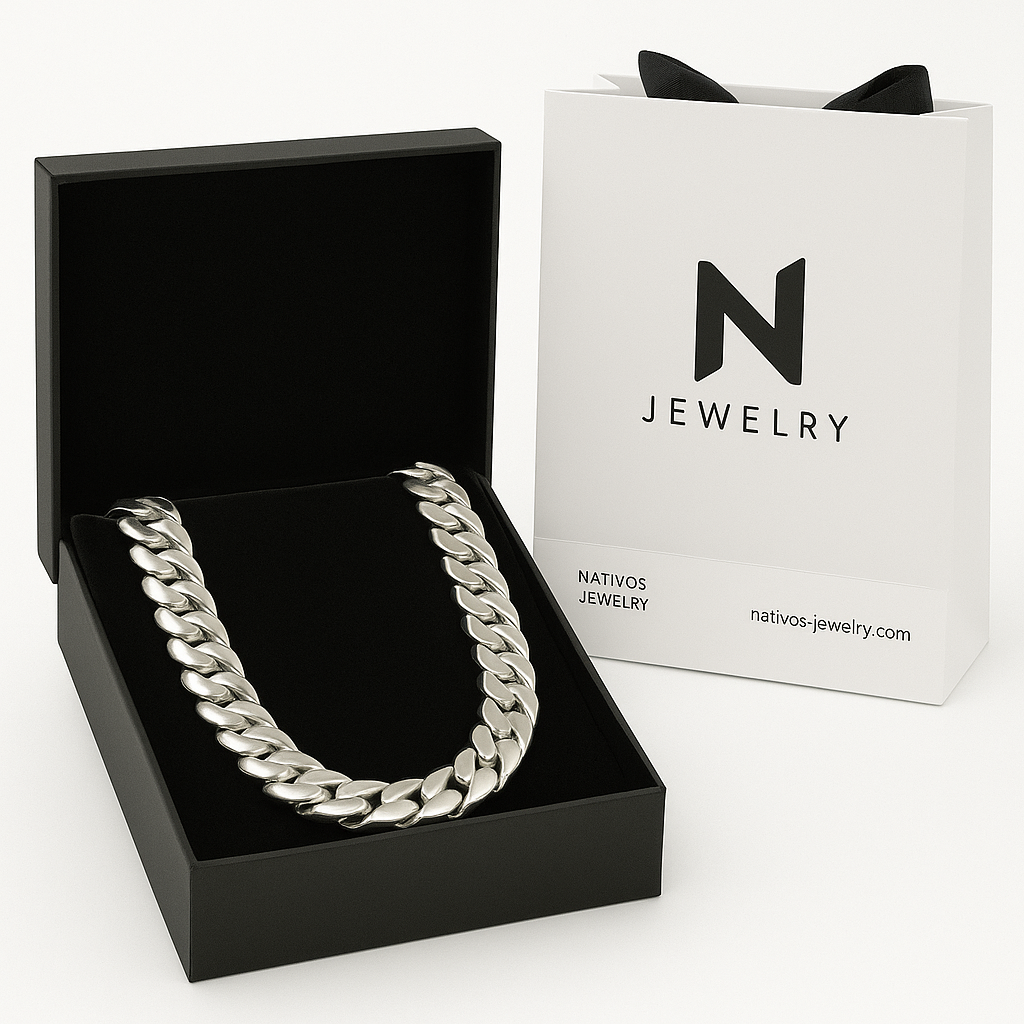 950 Sterling Silver Cuban Chain 13mm 65cm