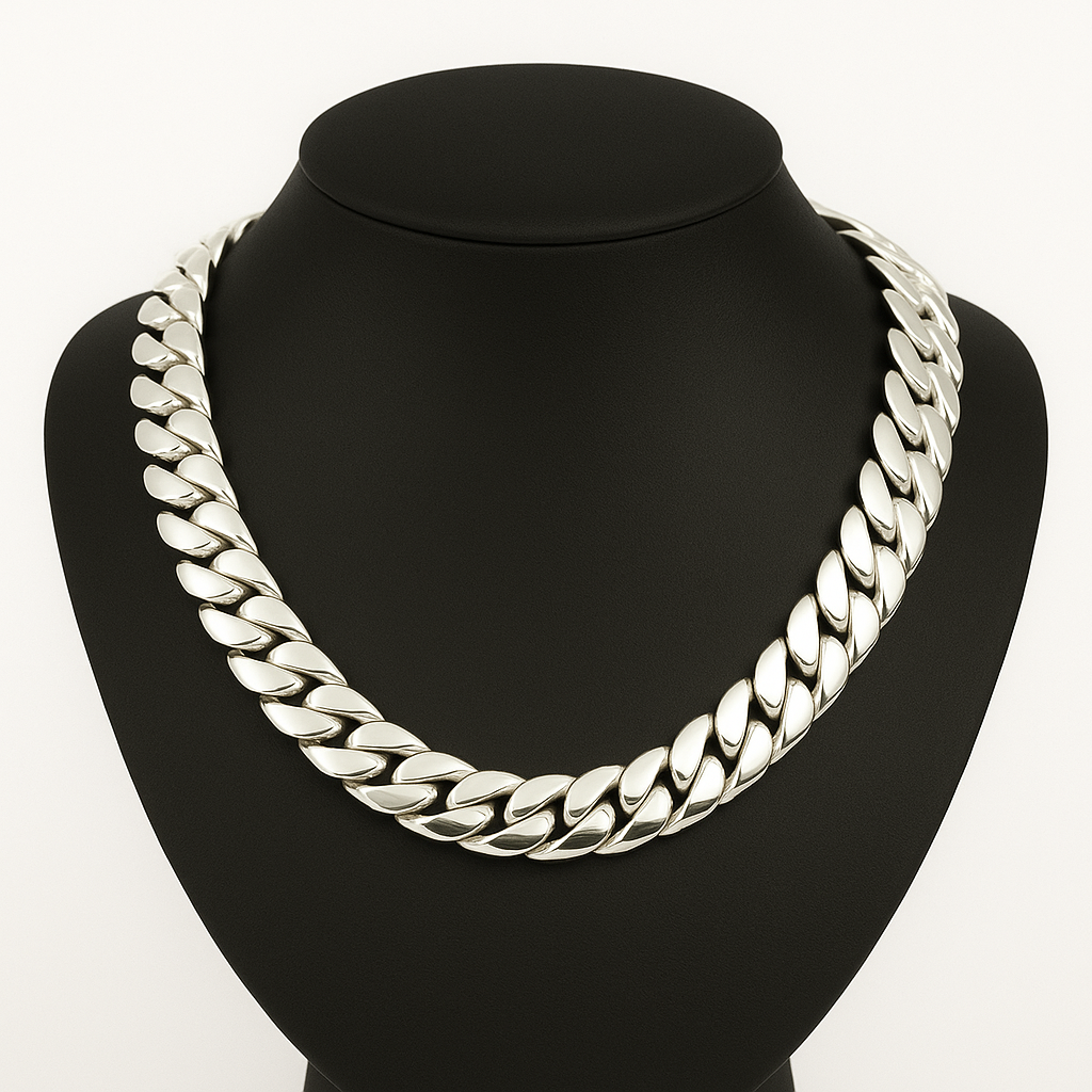 950 Sterling Silver Cuban Chain 12.6mm 55cm