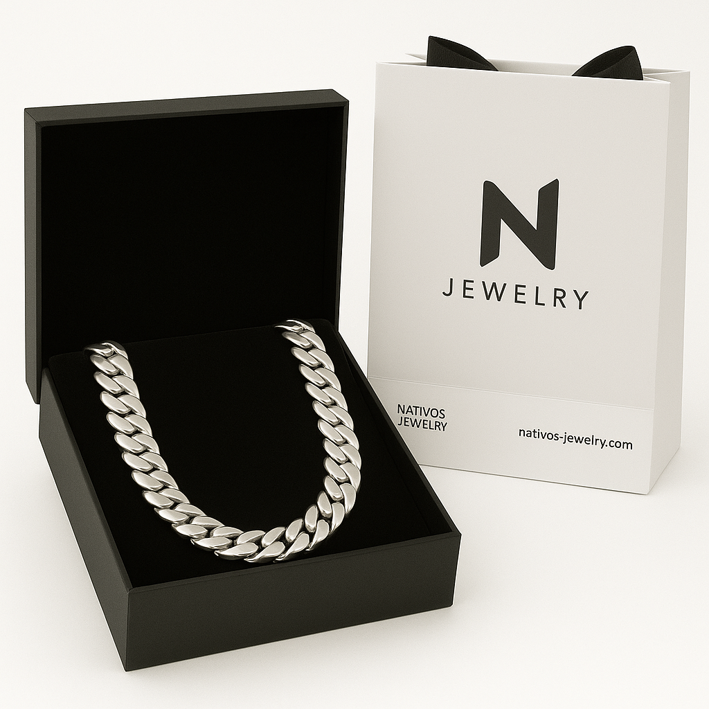 950 Sterling Silver Cuban Chain 12.6mm 55cm