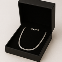 Thumbnail for Shiny Silver Herringbone Woven Silver Chain – Elegant Masculine Style