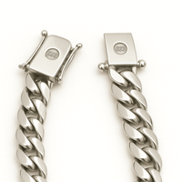 Thumbnail for 9mm Cuban Link Bracelet with Rooster Onyx Clasp - 999 Silver