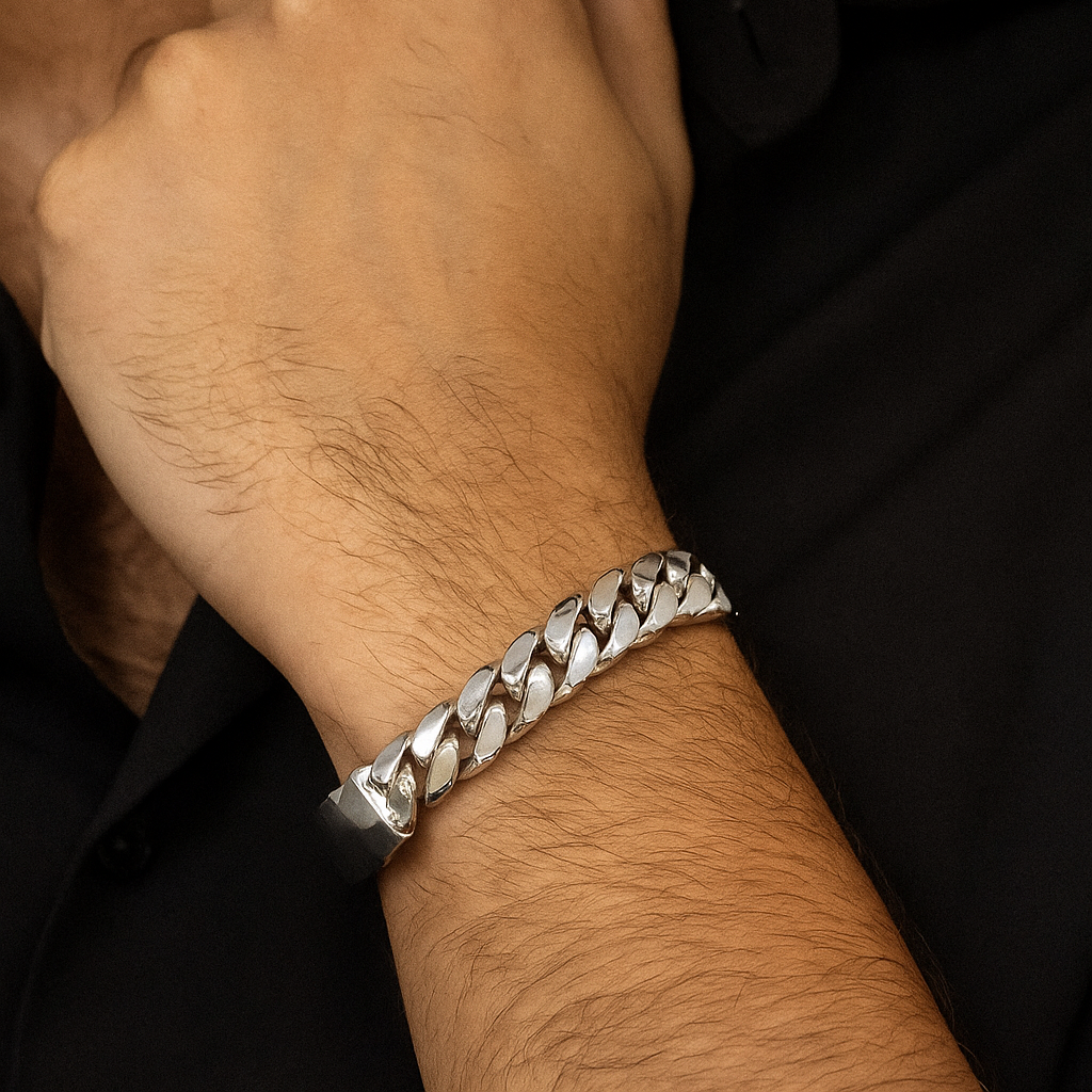 Pulsera Eslabones Cubanos 11mm - Broche Door - Plata 999