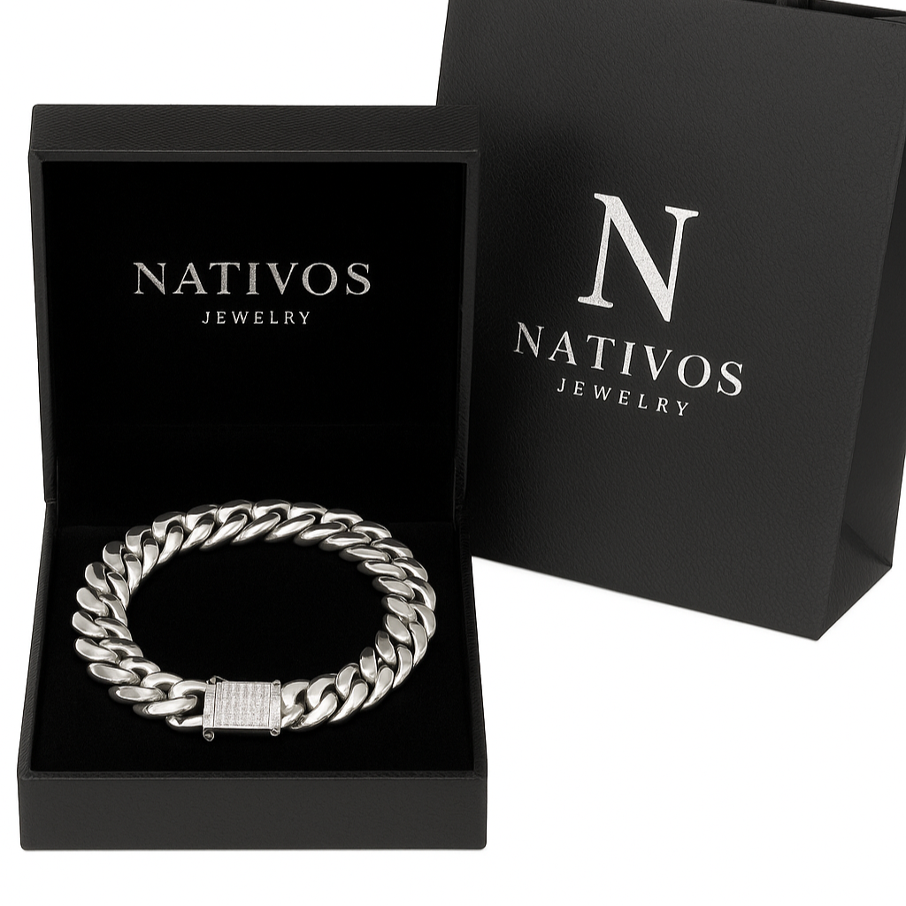 999 Silver Miami Cuban Bracelet – 14mm with Iced Clasp (22cm / 8.6”)
