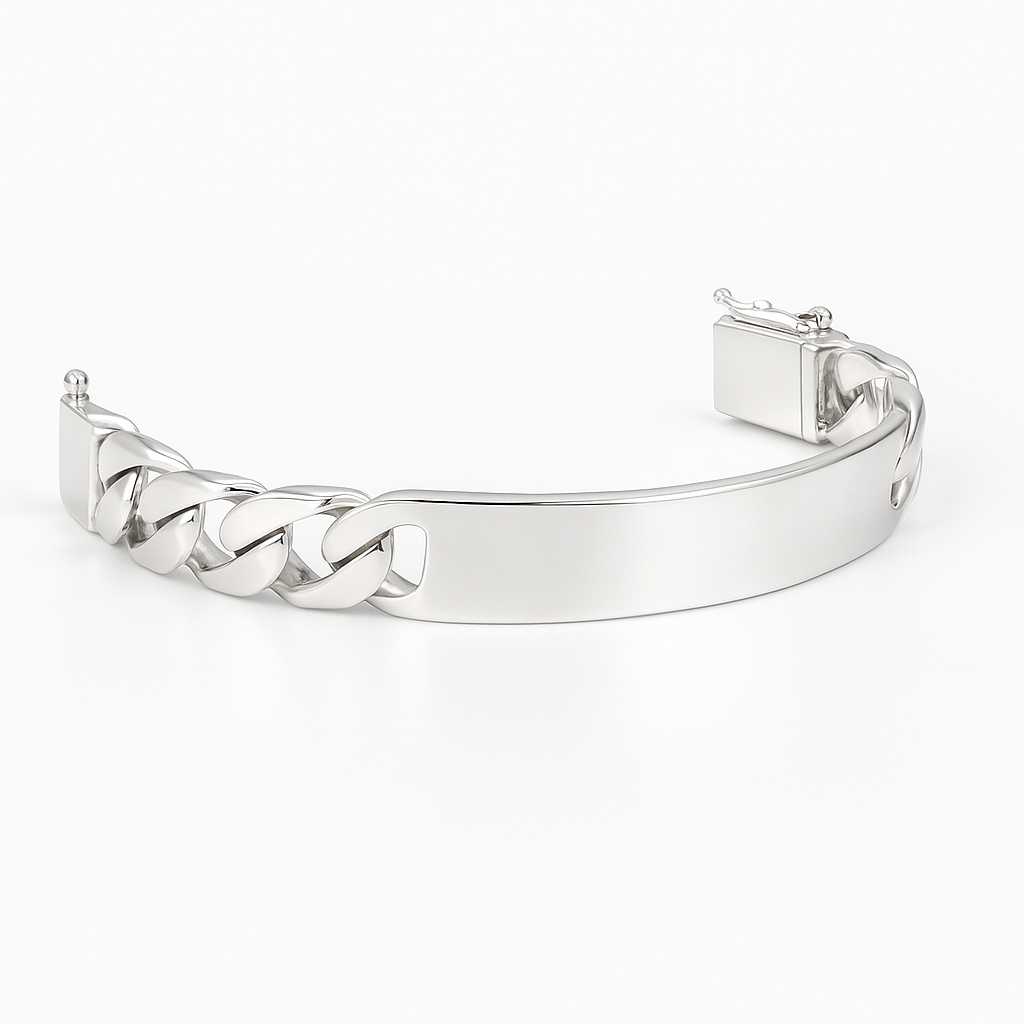 Cuban link bracelet in 950 sterling silver, 11 mm, 95 g.