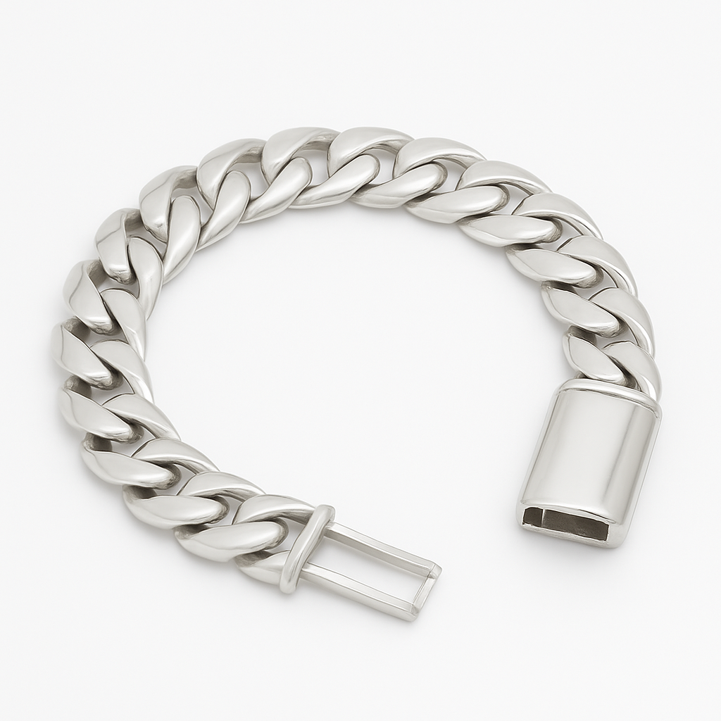 Pulsera de eslabones cubanos 10mm Plata 999- Broche door