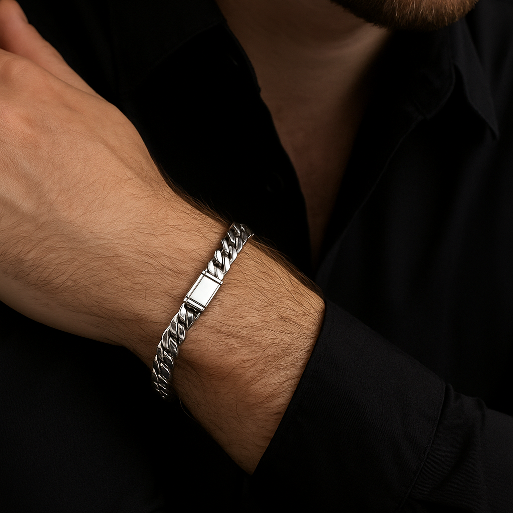 Pulsera Eslabones Cubanos 6mm - Plata 999