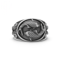 Thumbnail for Anillo Koi en Plata 950 | Sello masculino de lujo