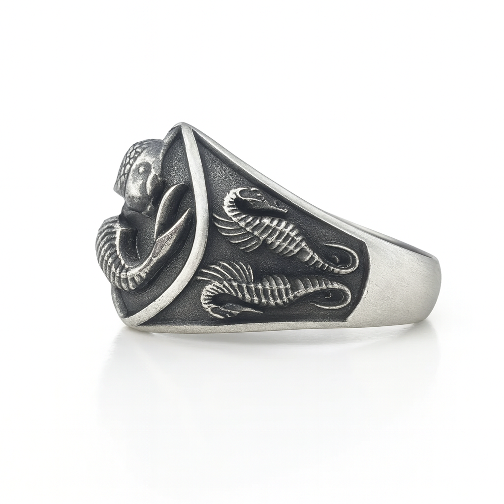 Anillo Koi en Plata 950 | Sello masculino de lujo