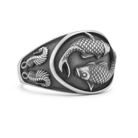 Thumbnail for Anillo Koi en Plata 950 | Sello masculino de lujo