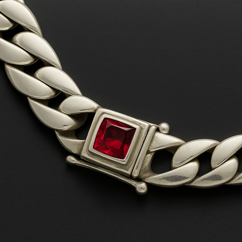 Cadena más pulsera Eslabones cubanos 12mm - Plata 999