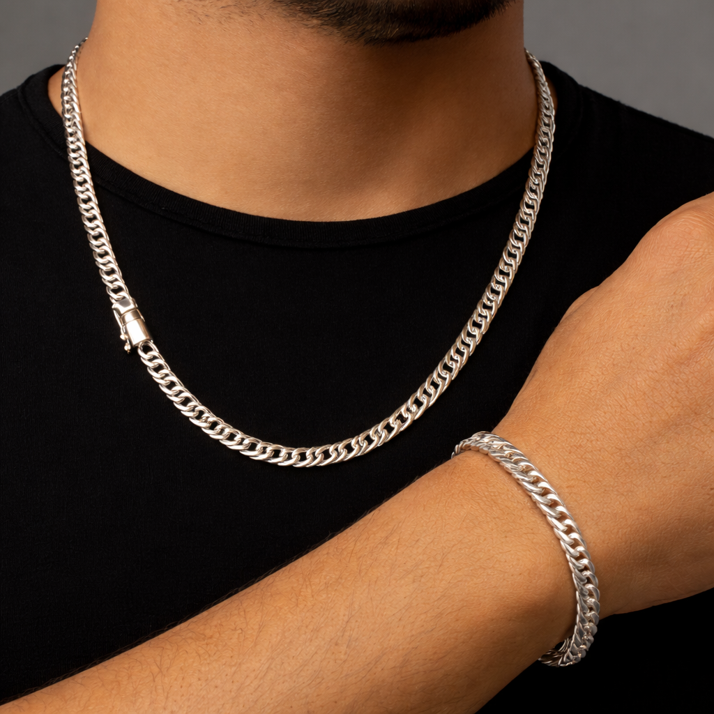 950 Silver Mesh Chain and Bracelet Pack
