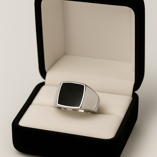 Ónix Clásico — Anillo Plata 950