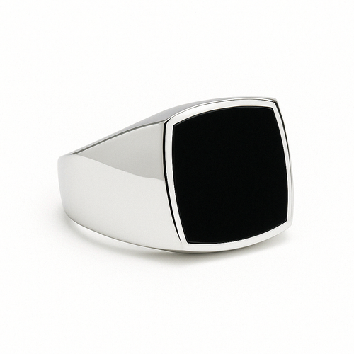 Ónix Clásico — Anillo Plata 950