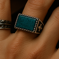 Thumbnail for Fleur-de-Lys with Natural Chrysocolla Stone