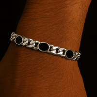 Thumbnail for Pulsera Miami Five Onix- Plata 999 - 6mm