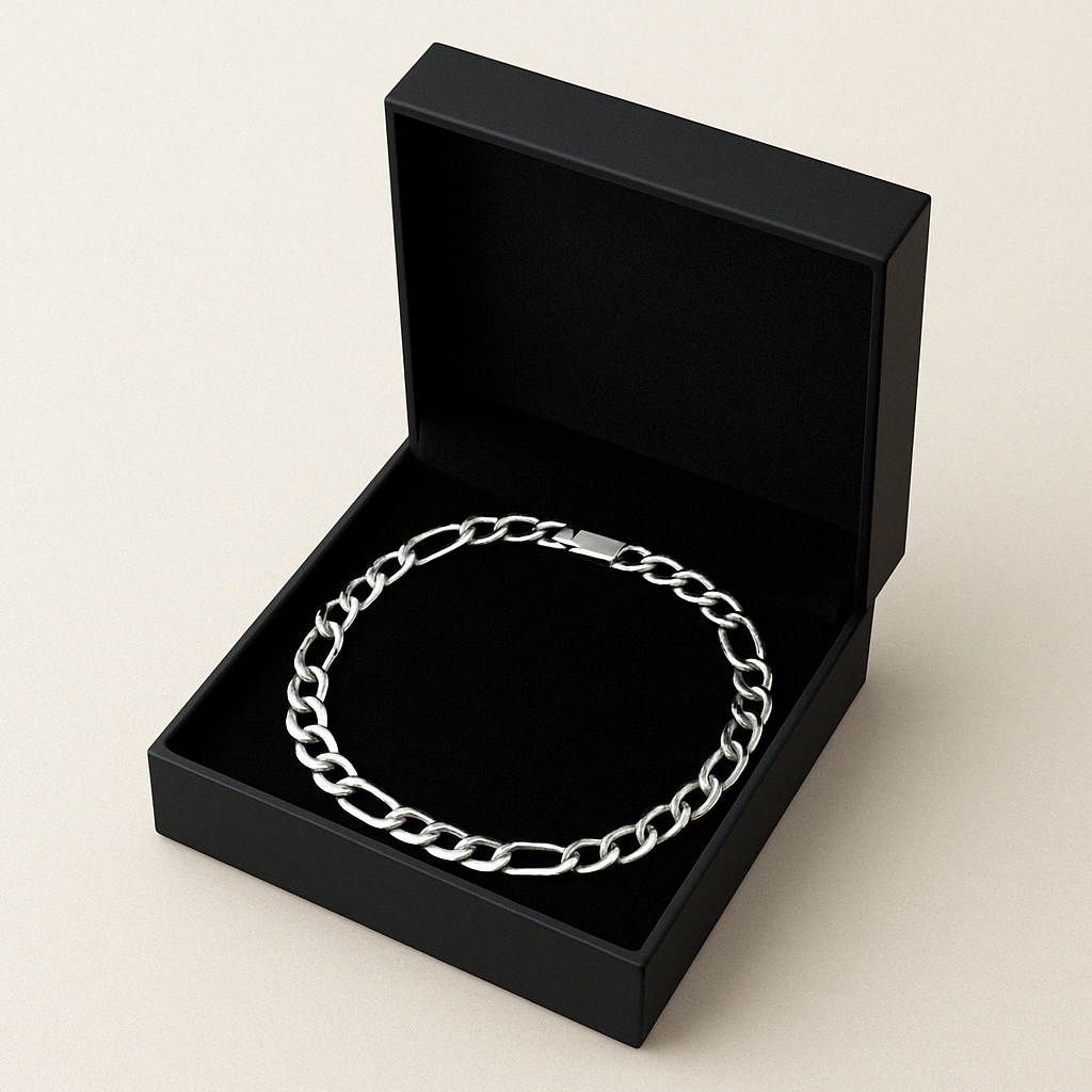 Pulsera Figaro de Plata ley 950 6mm