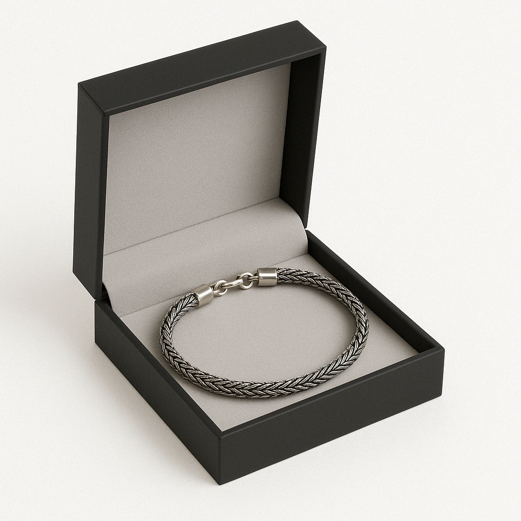 Pulsera Espiga En Plata Ley 950  Quemada