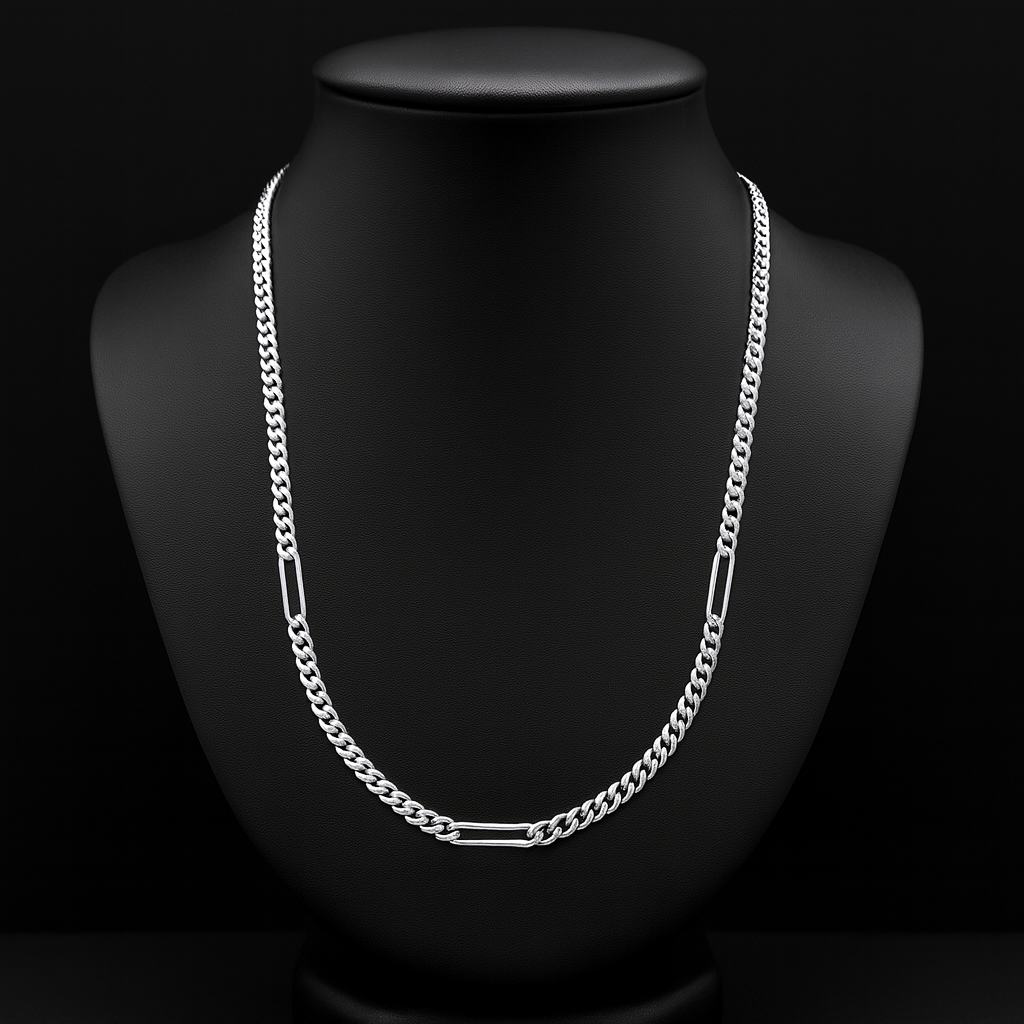 Cadena Miami Clip Plata 950 – 3 Clips Rectangulares (55 cm)