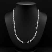 Thumbnail for Cadena Miami Clip Plata 950 – 3 Clips Rectangulares (55 cm)