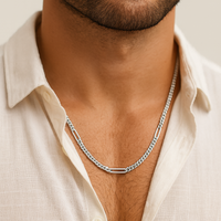 Thumbnail for Cadena Miami Clip Plata 950 – 3 Clips Rectangulares (55 cm)