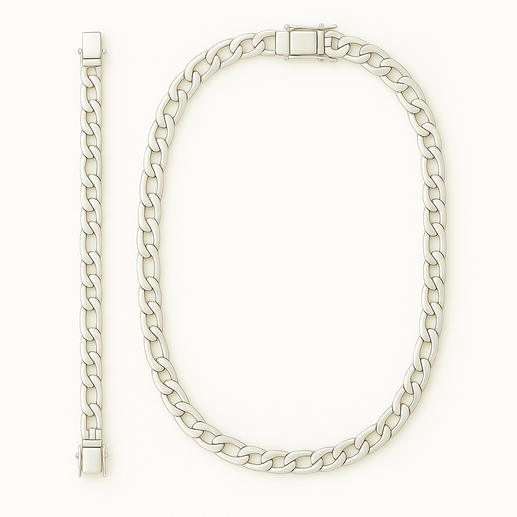 Cadena y Pulsera de Plata 950 modelo Fígaro 6mm