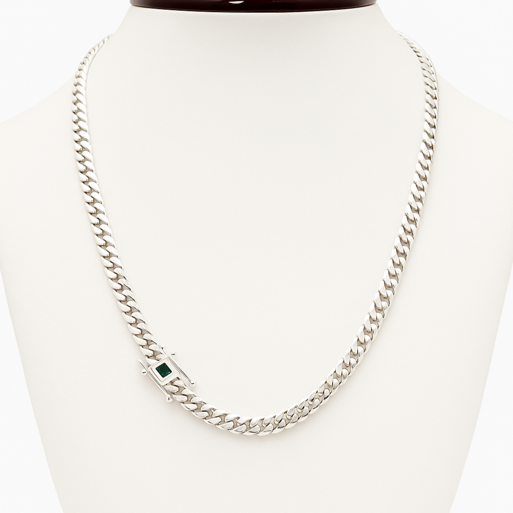 999 Silver Miami Cuban Chain – Onyx Clasp 6mm / 55cm