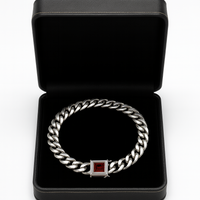 Thumbnail for Pulsera Miami Plata 999 con Broche Rubí – 10mm