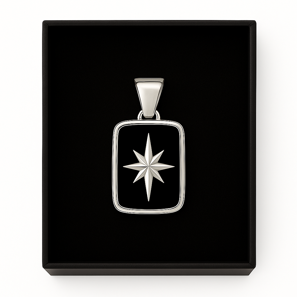 North Star - 950 Silver &amp; Black Onyx