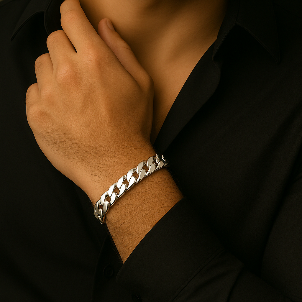 Pulsera 8mm eslabones cubanos Plata 950- Broche Door