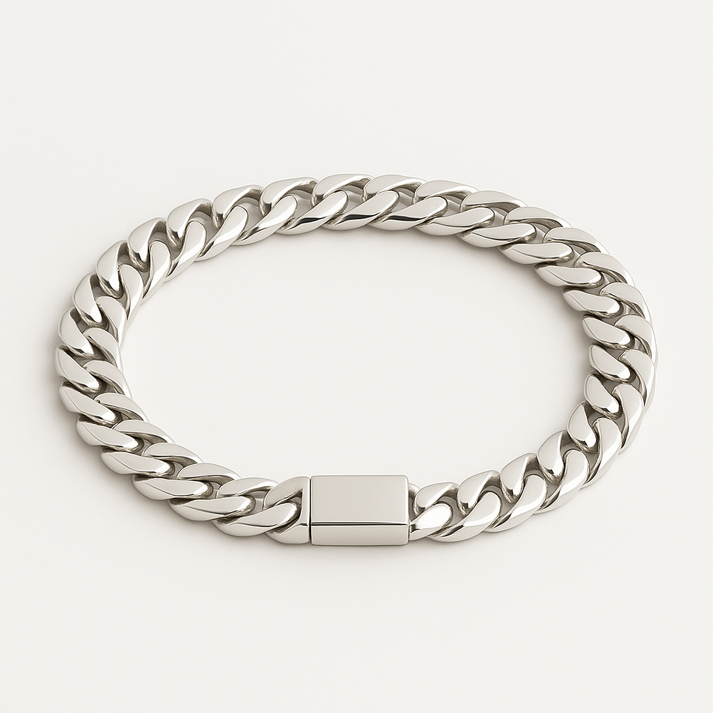Pulsera 8mm eslabones cubanos Plata 950- Broche Door