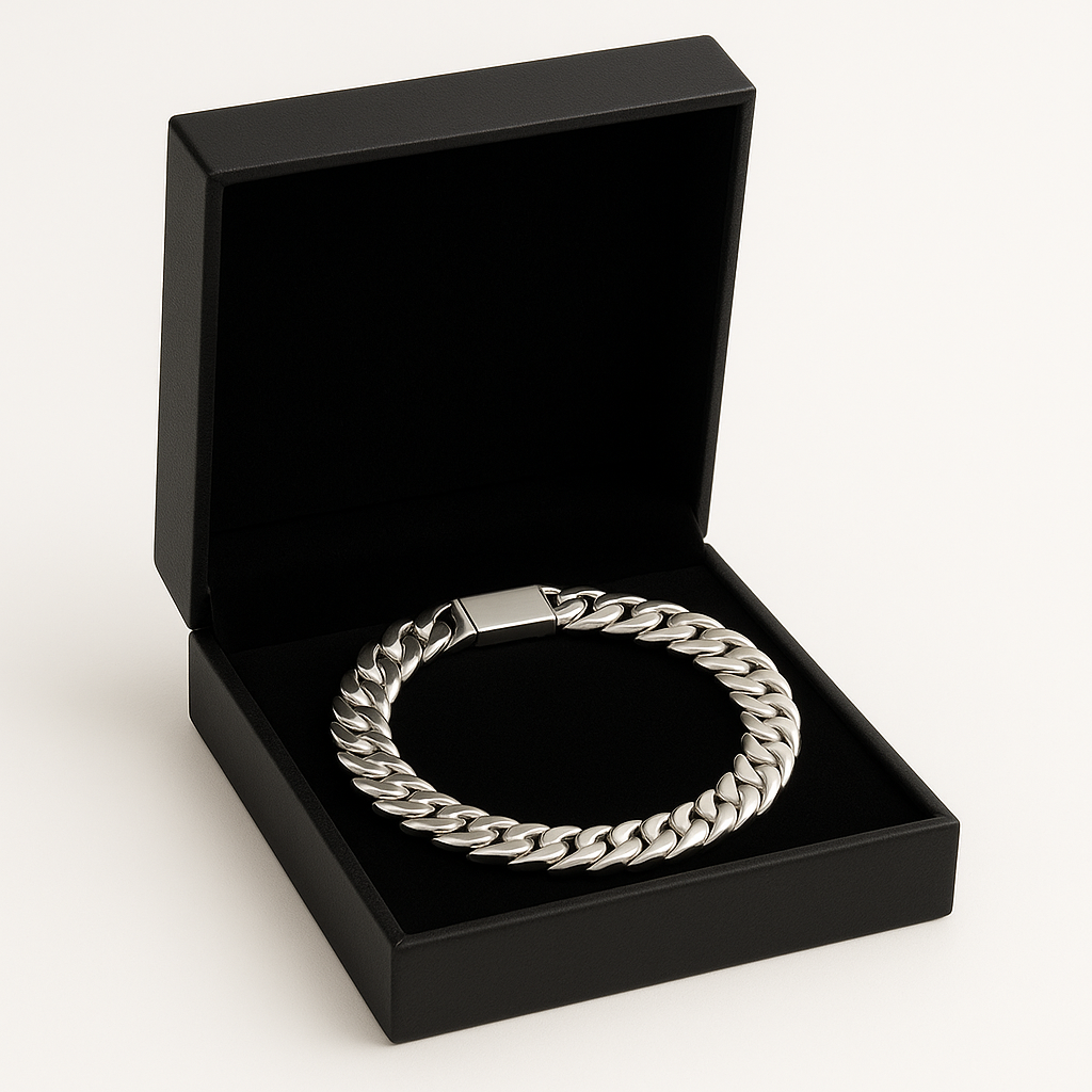 Pulsera 8mm eslabones cubanos Plata 950- Broche Door