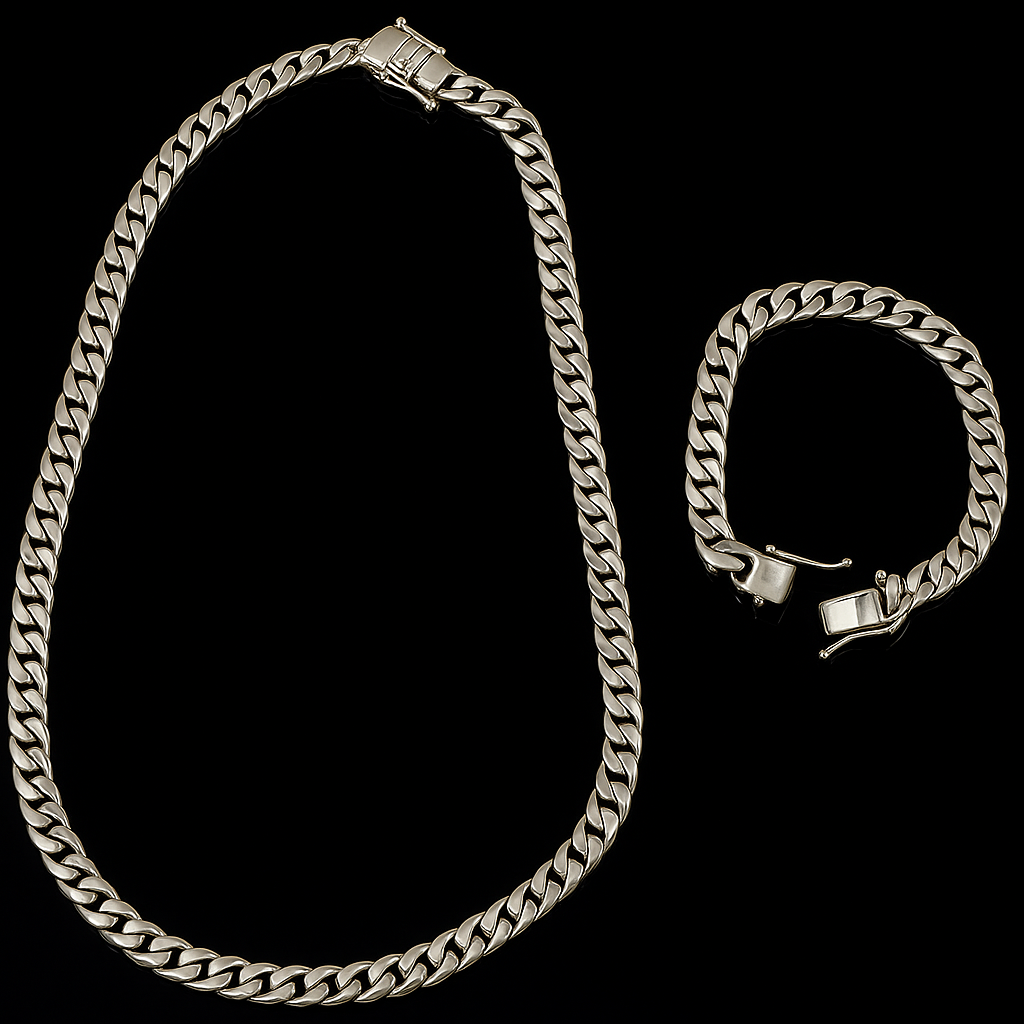 Sea Bass Loin Chain and Bracelet Set 10mm 180gr