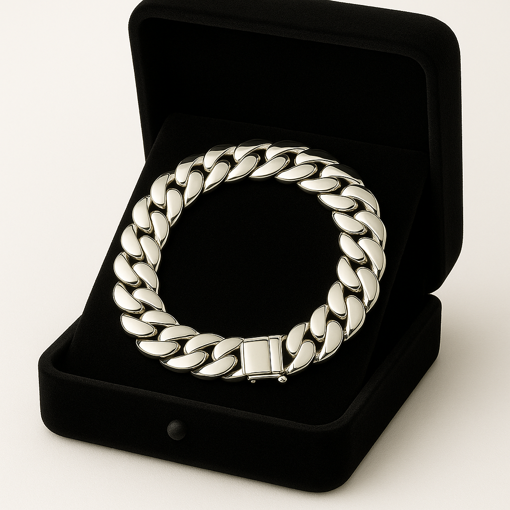 Pulsera Eslabones Cubanos 11mm - Plata 950
