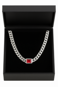 Thumbnail for Cadena Cubana Plata 999 con Broche Rubí – 8mm