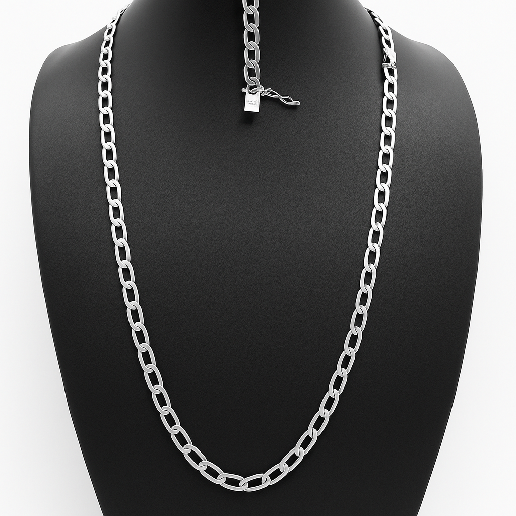 950 Sterling Silver Hexagonal Chain 5mm 60cm