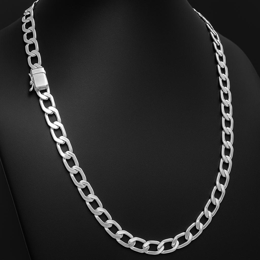 950 Sterling Silver Hexagonal Chain 5mm 60cm
