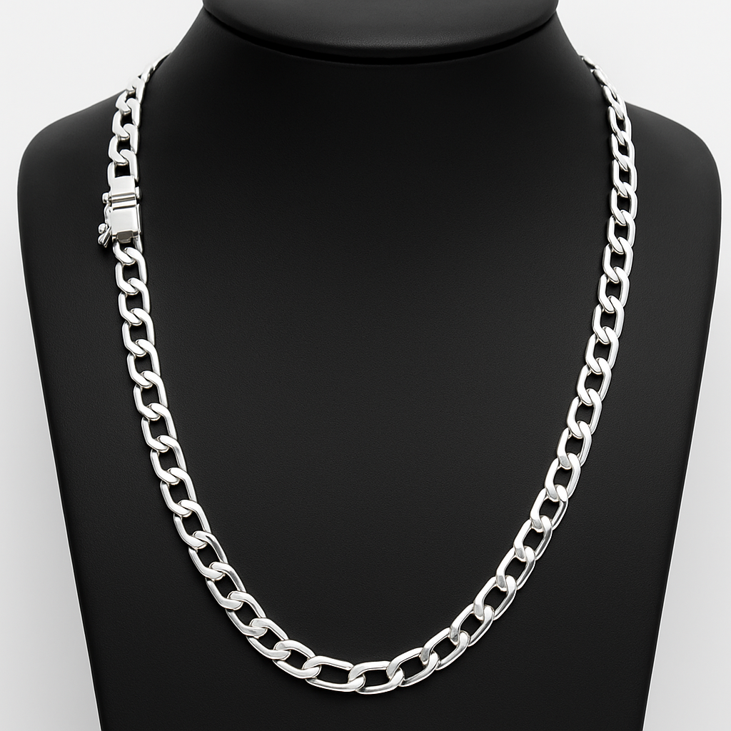 950 Sterling Silver Hexagonal Chain 5mm 60cm