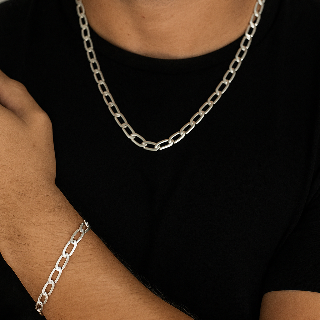 950 Sterling Silver Hexagonal Chain 5mm 60cm