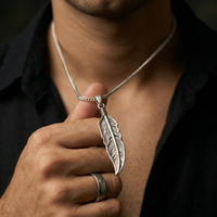 Thumbnail for 950 Sterling Silver Feather Necklace and Pendant