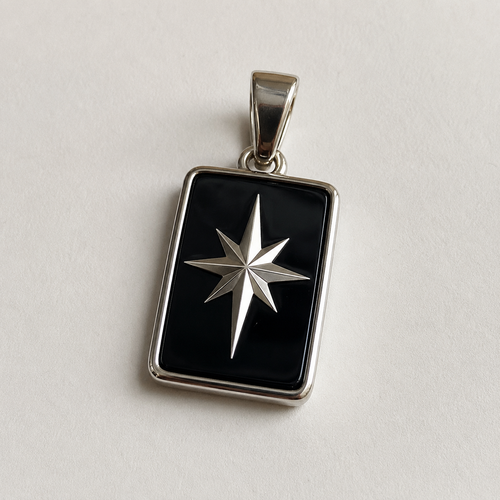 North Star - 950 Silver &amp; Black Onyx