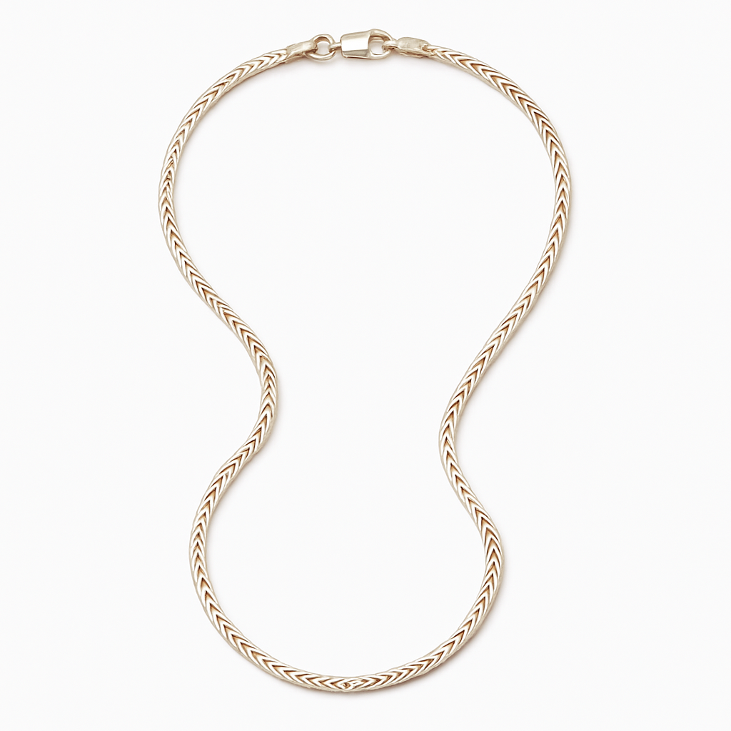 Shiny Silver Herringbone Woven Silver Chain – Elegant Masculine Style
