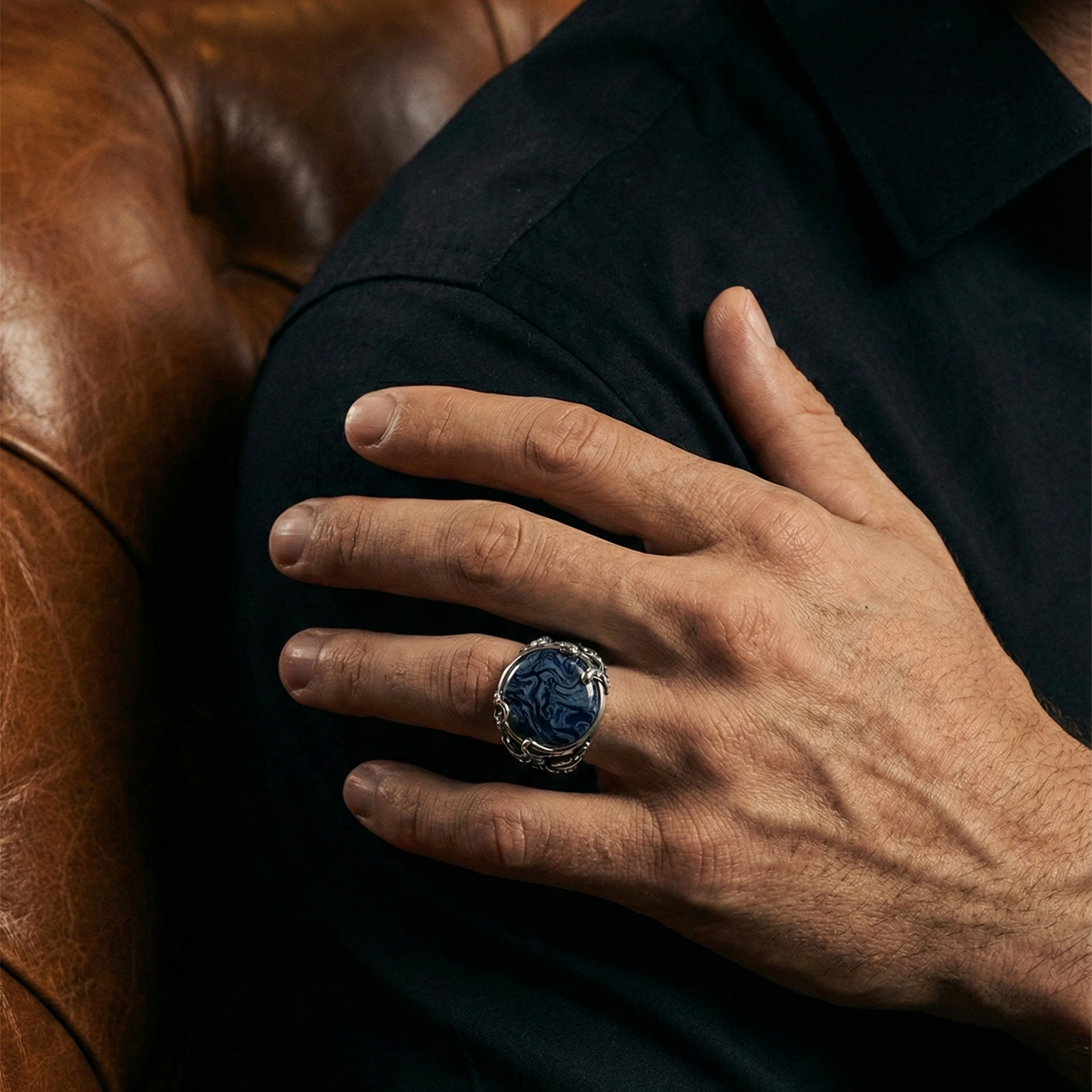 Octopus Predator — Pietersite Ring Silver 950